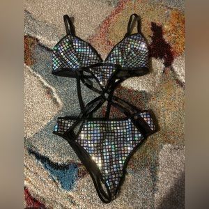 Spencer’s metallic body suit rave never worn